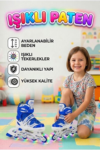 Tıfıl Toys Işıklı Silikon Tekerli Ayarlanabilir M 34-37 Bedenli Çocuk Pateni ...
