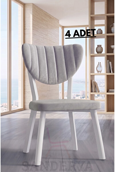 SANDERYA 4 ADET Mutfak Sandalyesi Yemek Odası Bahçe Balkon Otel Restoran Kafe...