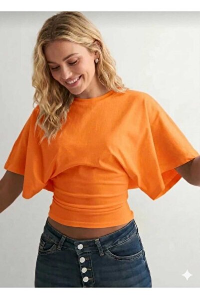 DOCE ELEGANTE Φυσική μπλούζα με φαρδιά μανίκια που ταιριάζει στη μέση