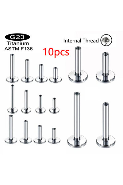 Choice3 Surface and Dermal Labret, Lip Piercing Jewelry 10pcs Silvery 1.2x6mm...