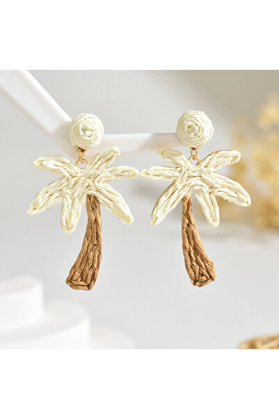 Choice7 White Bohemia Trendy Sweet Raffia Tree Drop Earrings for Women Stylis...