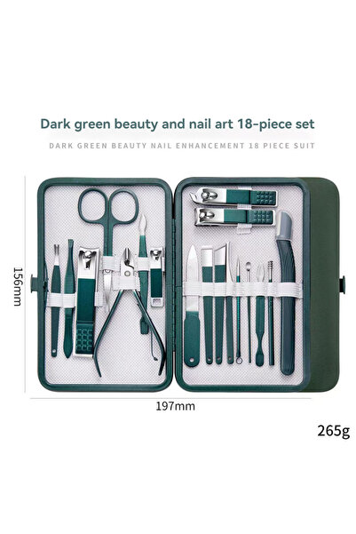 Choice4 طقم قصافة أظافر 18 قطعة، قصافة أظافر منزلية، طقم أخضر داكن 18 قطعة، ل...