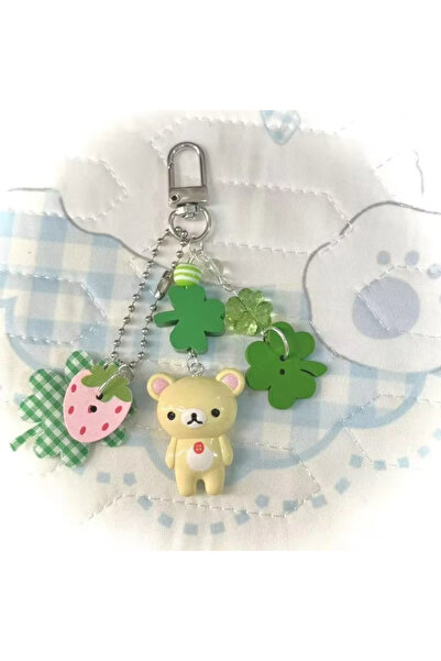 Choice K-Rilakkuma-pink Rilakkuma Handmade Resin Clover Strawberry Cute Keych...
