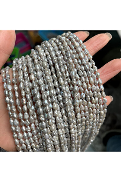 Choice 3-4mm-A Grey Pearl Natural Gray Baroque Freshwater Pearl Beads 3-4mm I...