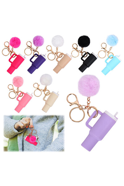Choice A color 8pcs 8/12Pcs Mini Cup Keychain Cute Tumbler Keychain Lip Balm ...