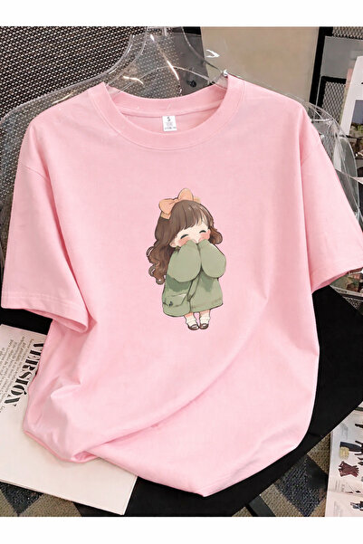 By Layina UTANGAÇ ANİME KIZ BASKILI OVERSIZE TİŞÖRT / T-SHIRT