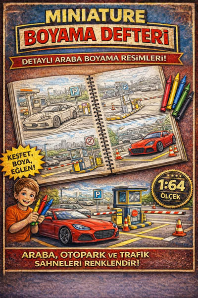 Miniature Papercraft Boyama Defteri Araba & Otopark Temalı | Çocuklar İçin Eğ...