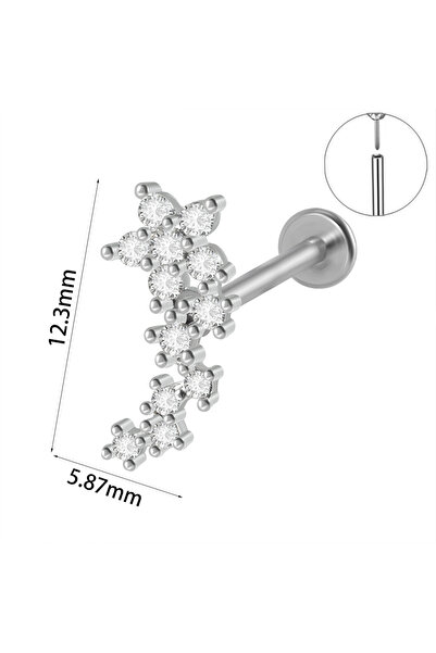 Choice15 مجوهرات ثقب الشفاه، لابريت هندسي الشكل 1X8mm، من الفولاذ الجراحي، مر...