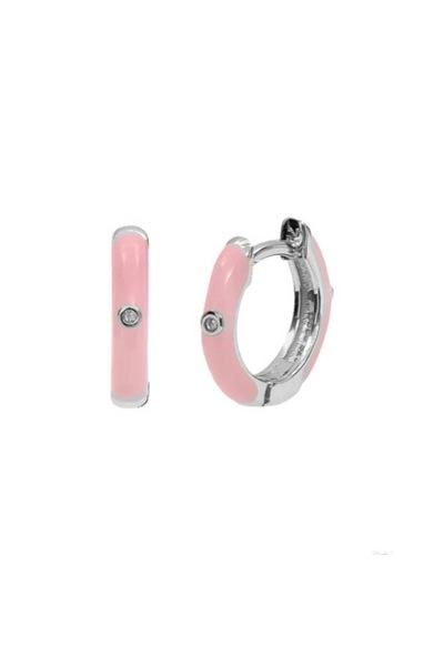 Choice14 Silver-Pink New Stainless Steel Round Hoop Earrings Multicolor Cryst...