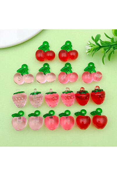 Choice Mix-18pcs 10/18pcs Fruits Charms Resin Strawberry, Cherry, Pendants fo...
