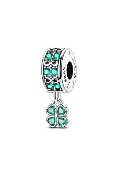 Choice KTC1731 Original 925 Sterling Silver Charms Bead Green Four-Leaf Clove...