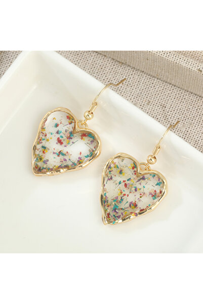 Choice A490-1 Cute Heart Shaped Earrings For Women Dried Flower Transparent R...