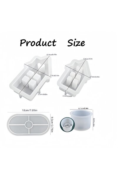 Choice 4pcs Silicone Mold 4pcs Silicone Mold Set: Heart, Chimney House, Oval ...