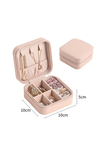 Choice S-pink Portable double-layer buttoned jewelry storage box necklace wat...