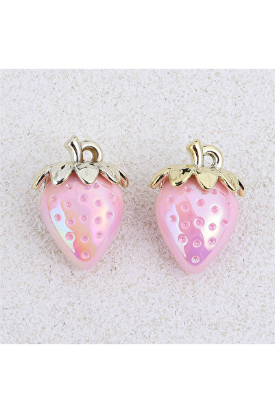 Choice pink 10pcs Transparent Colorful Strawberry Acrylic Charms Iridescent P...