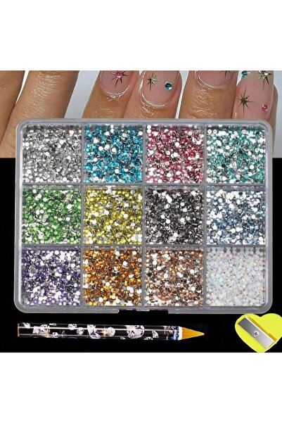 Choice ZB146 12Grids(6000pc) 3D Resin Nail Art Rhinestones+Tools 2mm Brillian...