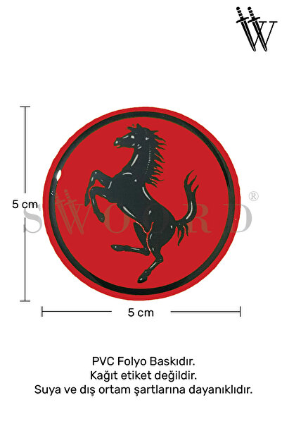 SWOORD Ferrari Logo Kırmızı (5 x 5 cm) İkili Etiket Sticker
