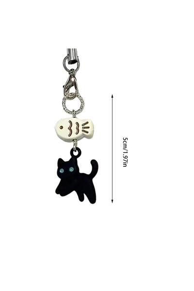 Choice 1pcs Cute Black Cat Keychain Cartoon Mobile Phone Chain Camera Earphon...