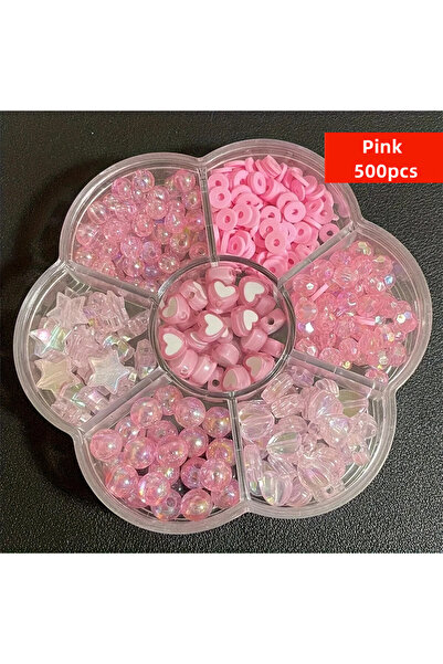 Choice Pink-500pcs-1set 500pcs/set Pink acrylic round bead flower beads for D...