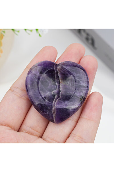 Choice8 Amethyst 1pc Worry Stone Amethyst Tiger Eye Thumbstone Love Shape Nat...