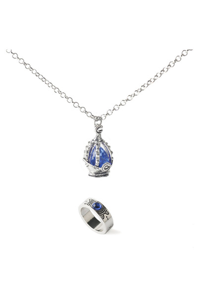 Choice3 Blue Anime Puella Magi Madoka Magica Pendant Necklace Ring Set Kaname...