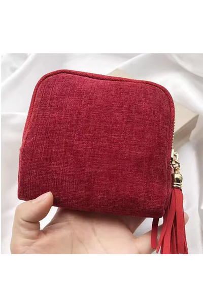 Choice3 Dark red Exquisite Jewelry Storage Bag With Tassel Pendant Ring Zippe...