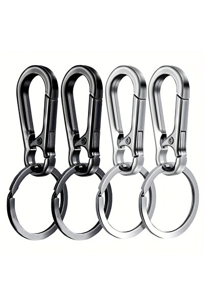 choice2 4PCS Black Silver 4Pcs Carabiner Clip Keychain Metal Carabiner Shape ...