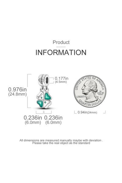Choice5 KTC393 Original 925 Sterling Silver Charms Bead CZ Four Leaf Clover S...