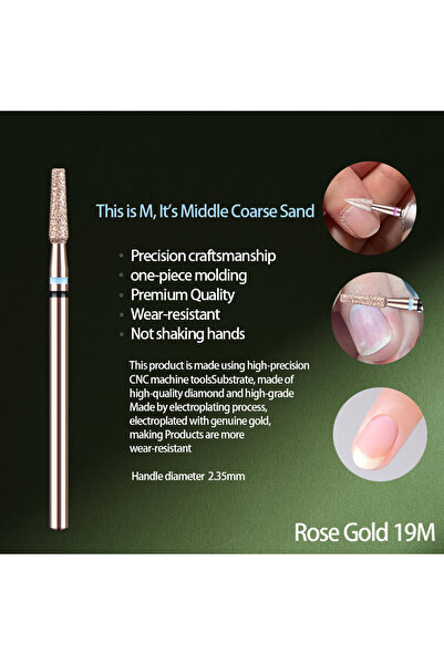 Choice4 Rose Gold 19M 1Pcs High Quality Rose Gold Diamond Nail Drill Bit For ...