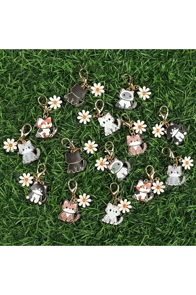 Choice 6 cm MULTI 7pcs Cat Keychain with "Thank You" Inspirational Card, Fash...