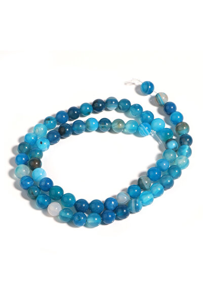 Choice4 6mm-about 60pcs Natural Blue Stripes Agates Round Beads15" Strand for...