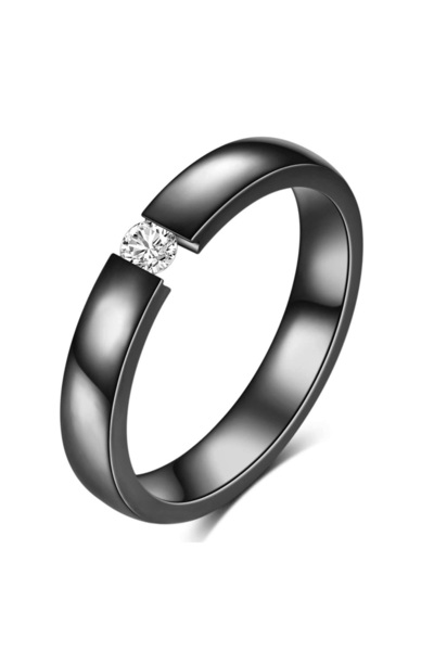 Choice9 8 Black Fashion Solitaire Rings For Women 3mm Thin Stainless Steel En...