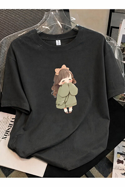 By Layina Utangaç Anime Girl Printed Oversize T-Shirt / T-Shirt
