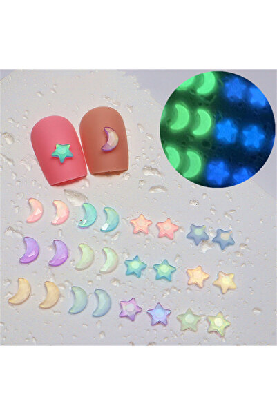 Choice6 NAILFYOU 20pcs 20PCS Luminous Star Moon Nail Art Charms FlatBack Resi...