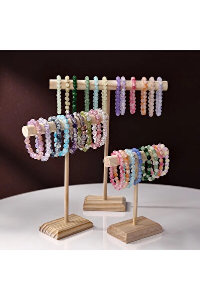 Choice 3pcs-yellow 1pc Solid Wood T-shaped Jewelry Bracelet Display Stand Lad...