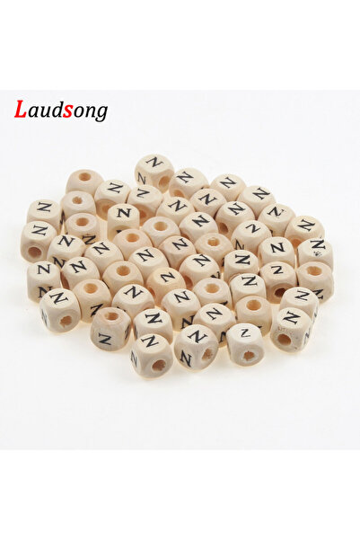Choice15 N 50Pcs 10mm 26 Letter Beads Natural Alphabet Beads Square Wooden Be...