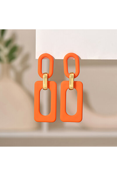 Choice10 orange pendientes New Rectangular Hollowed Out Acrylic Stud Earrings...