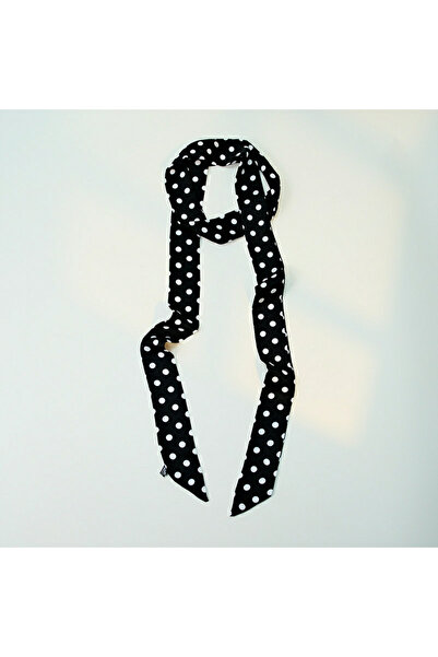 Choice وشاح رقبة نسائي بنقاط البولكا دوت مقاس 140*4 سم، أسود وأبيض، شريط رفيع...