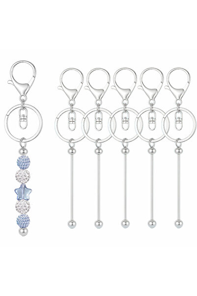 Choice1 5pcs Silvery 5/8pcs blank beadable alloy lobster clasp keychains bead...