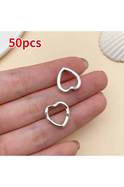 Choice 22285-50pcs 30/50pcs Heart Stars Alloy Antique Silvery Charms Beads Lo...