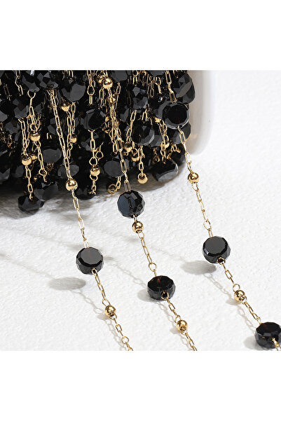Choice 1meter Gold Color-Black 1meter Stainless Steel Stone Chain for Necklac...