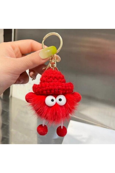 Choice5 Red Trendy Cute Imitation Mink Small Coal Ball Pendant Keychain Plush...