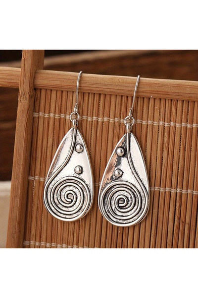Choice T092-1 Vintage Carved Spiral Pattern Pendant Earrings Women's Bohemian...