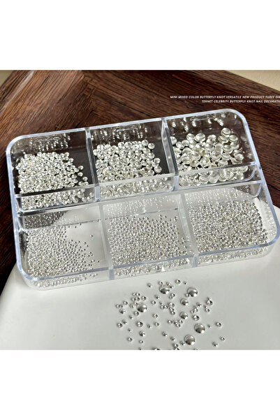 Choice 2 3200pcs Silver Gold 0.8-3mm Flat Back Round Micro Manicure Beads Siz...