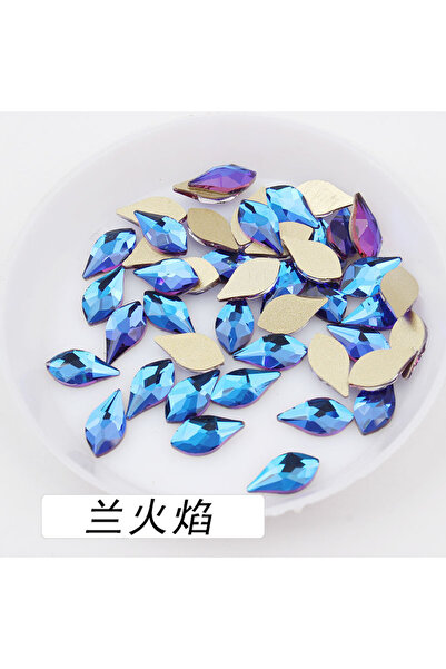 Choice19 100pcs blue flame wholesale Pear shaped drop 5*10mm Flat Back Nail R...