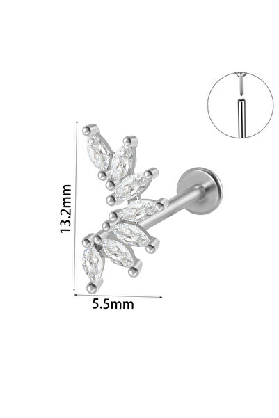 Choice21 مجوهرات ثقب الشفاه، لابريت هندسي الشكل 1X8mm، من الفولاذ الجراحي، مر...