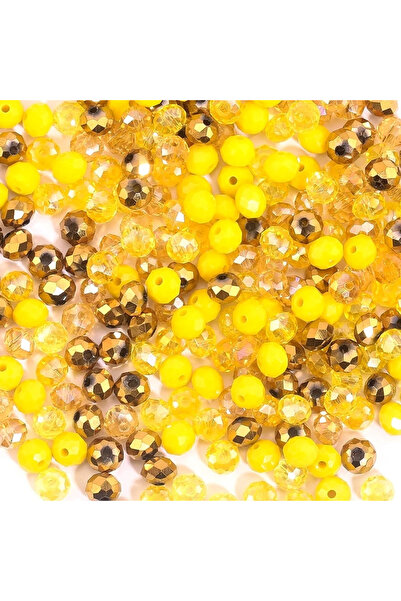 Choice4 خرز زجاجي أصفر مصقول بحجم 3*4 مم و4*6 مم، 150 قطعة، خرز كريستال دائري...