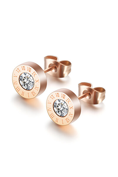 Choice1 rose gold 316 Stainless Steel Round Shine AAA CZ 8MM Diameter Roman N...