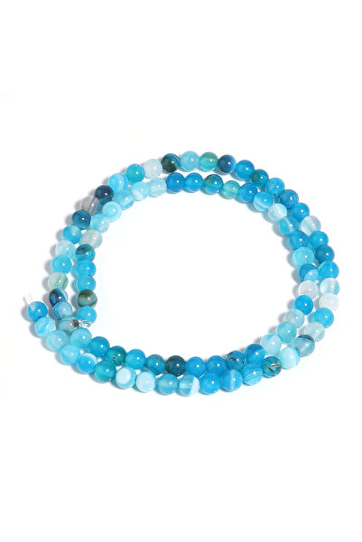 Choice5 4mm-about 90pcs Natural Blue Stripes Agates Round Beads15" Strand for...