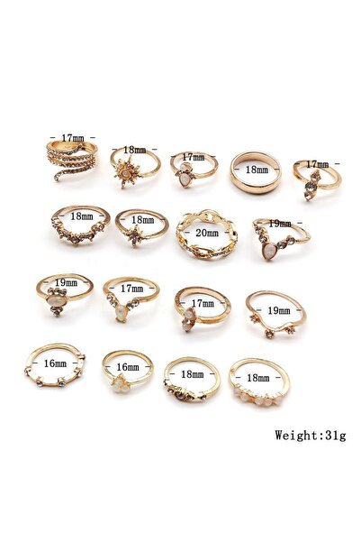 Choice 17pcs 17Pcs/Set Luxury Clear Crystal Stone Wedding Ring for Women Men ...